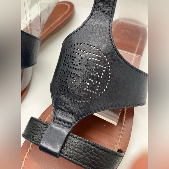 Tory Burch Perforated Logo Flat Sandal Black 7.5 - Picture 3 of 12